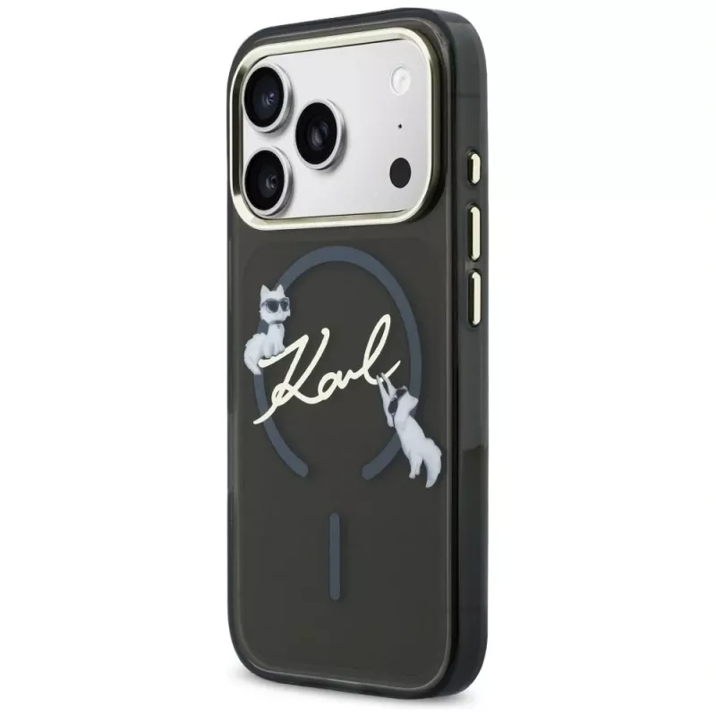 KARL LAGERFELD IML Choupettes KarlScript Logo Capa MagSafe para iPhone 17 Pro Max, preto