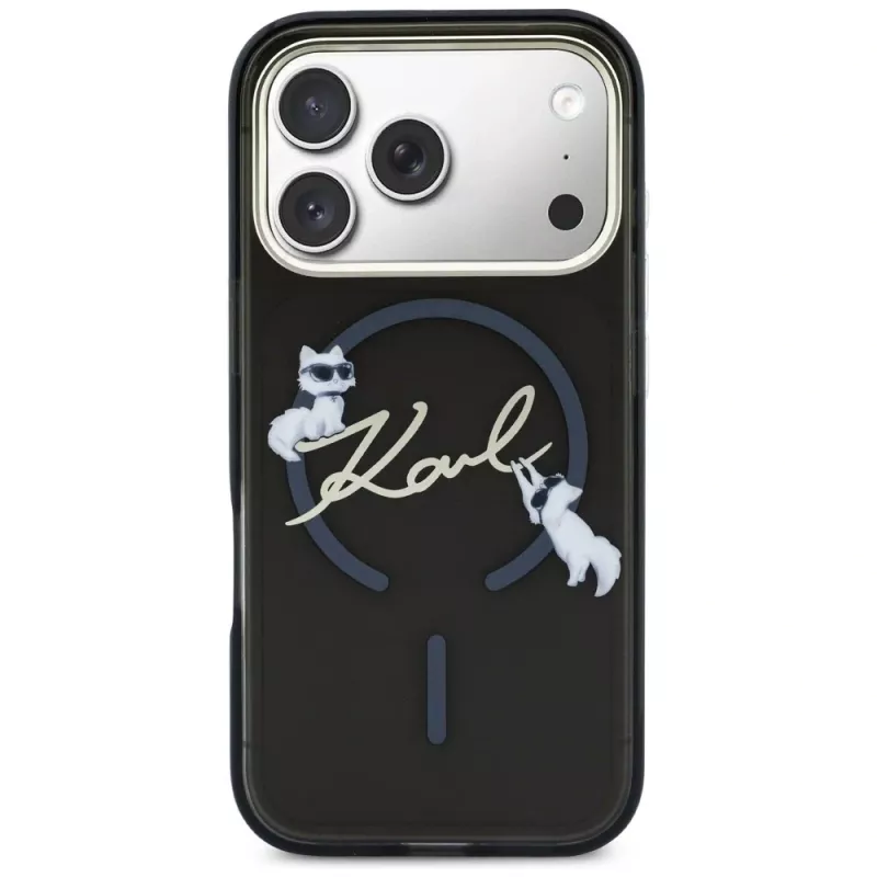 KARL LAGERFELD IML Choupettes KarlScript Logo Capa MagSafe para iPhone 17 Pro Max, preto