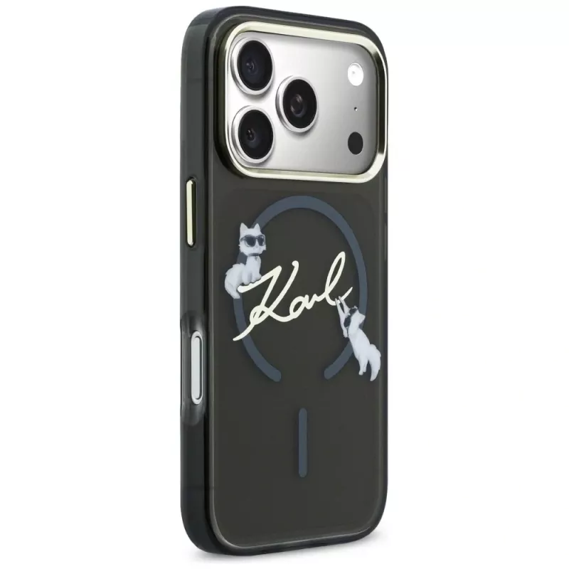 KARL LAGERFELD IML Choupettes KarlScript Logo Capa MagSafe para iPhone 17 Pro Max, preto