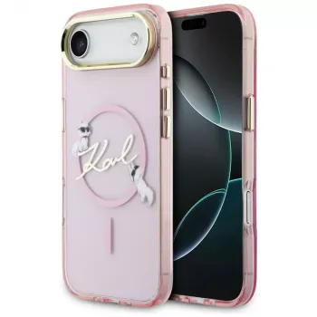 KARL LAGERFELD IML Choupettes KarlScript Logo Capa MagSafe para iPhone Air, rosa