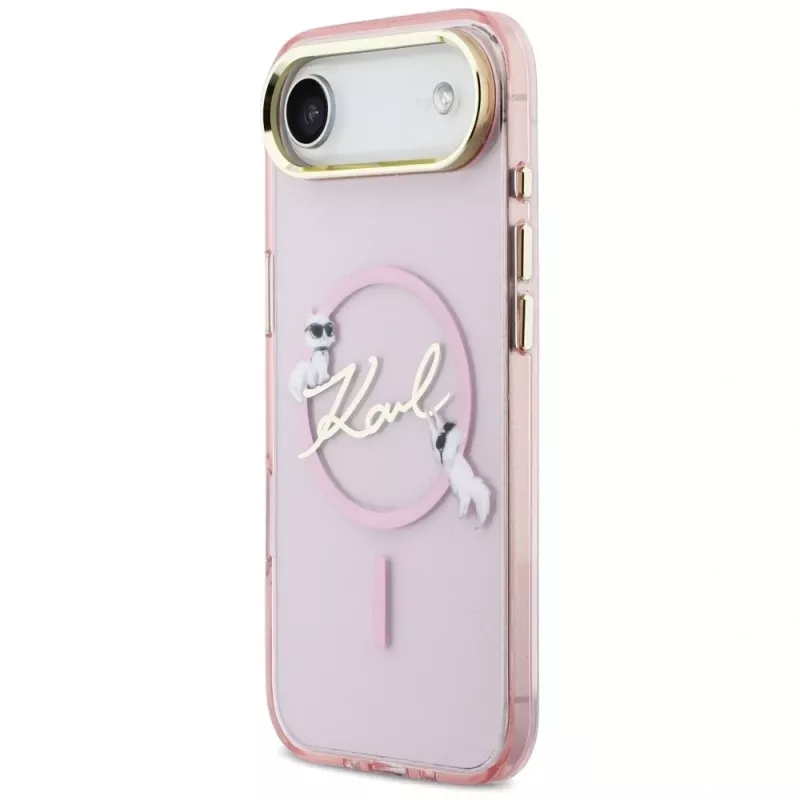 KARL LAGERFELD IML Choupettes KarlScript Logo Capa MagSafe para iPhone Air, rosa