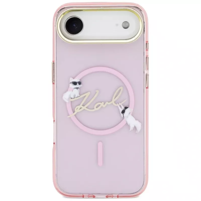 KARL LAGERFELD IML Choupettes KarlScript Logo Capa MagSafe para iPhone Air, rosa