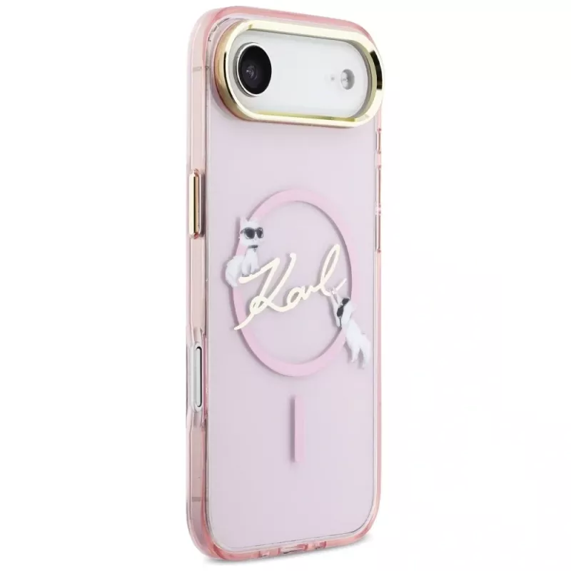 KARL LAGERFELD IML Choupettes KarlScript Logo Capa MagSafe para iPhone Air, rosa