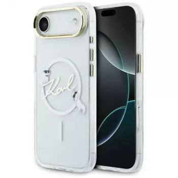 Karl Lagerfeld IML Choupettes KarlScript Logo Capa MagSafe para iPhone Air, transparente
