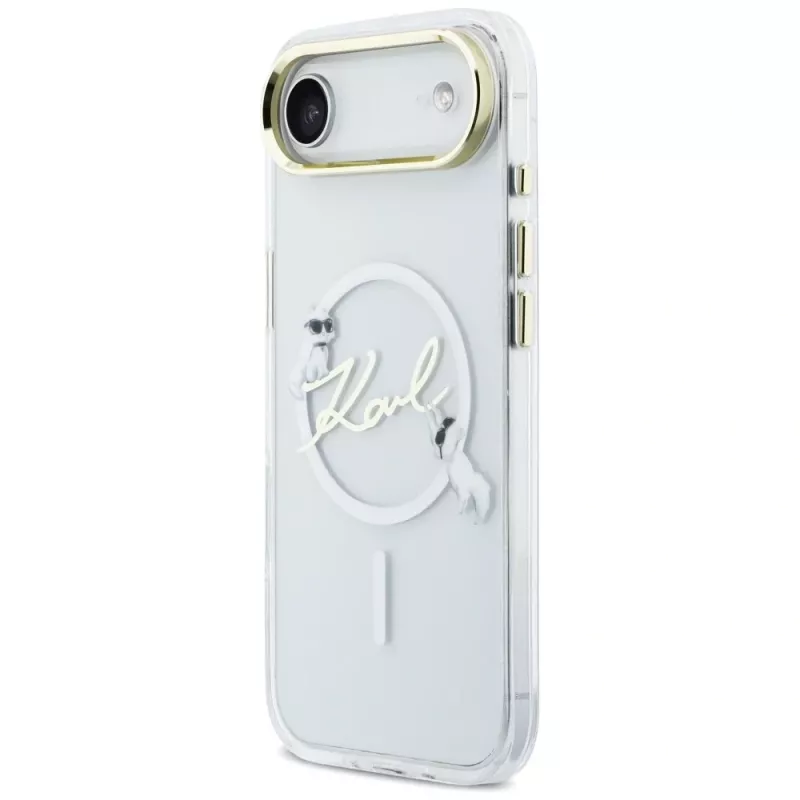 Karl Lagerfeld IML Choupettes KarlScript Logo Capa MagSafe para iPhone Air, transparente