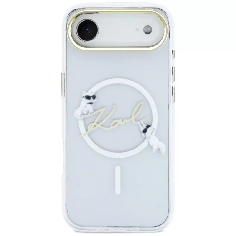 Karl Lagerfeld IML Choupettes KarlScript Logo Capa MagSafe para iPhone Air, transparente