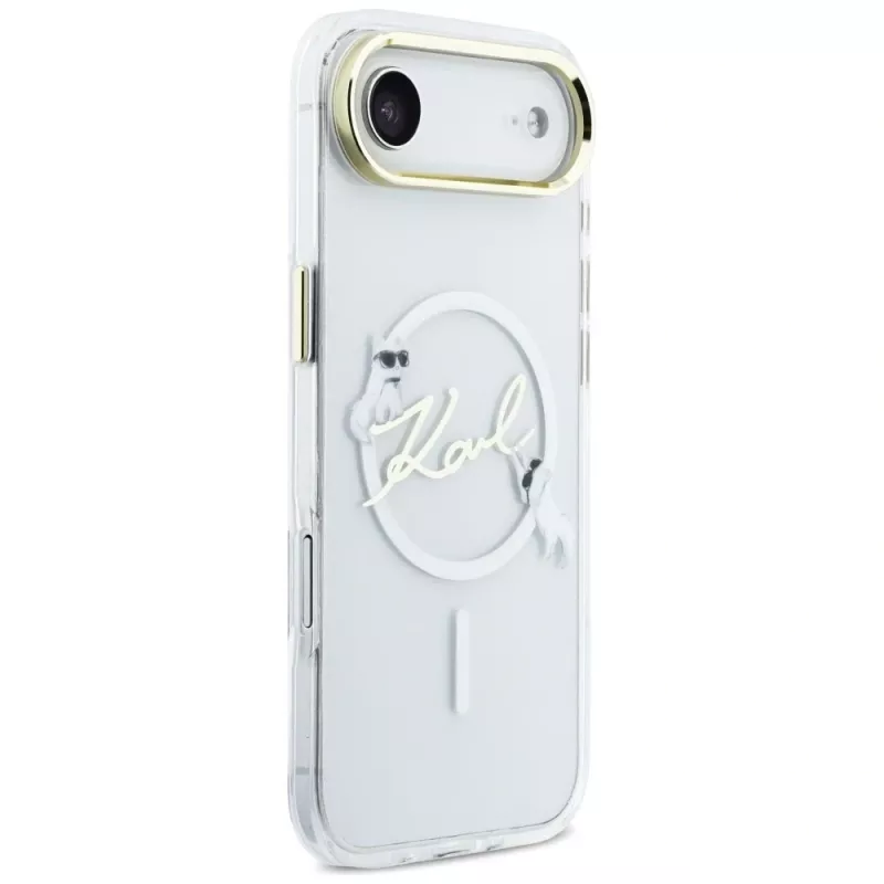 Karl Lagerfeld IML Choupettes KarlScript Logo Capa MagSafe para iPhone Air, transparente