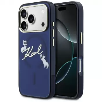 KARL LAGERFELD IML Choupettes KarlScript Logo Capa MagSafe para Apple iPhone 17 Pro Max - azul