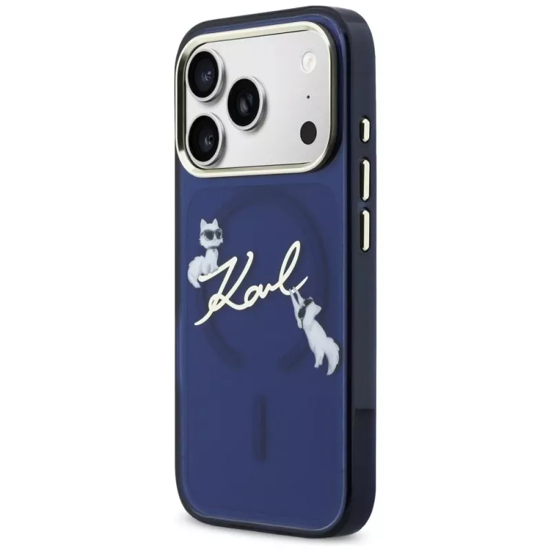 KARL LAGERFELD IML Choupettes KarlScript Logo Capa MagSafe para Apple iPhone 17 Pro Max - azul