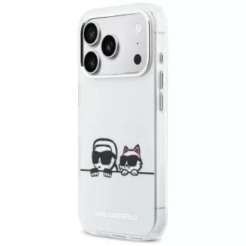 KARL LAGERFELD IML Karl & Choupette Peekaboo Logo Capa MagSafe para Apple iPhone 17 Pro, branco