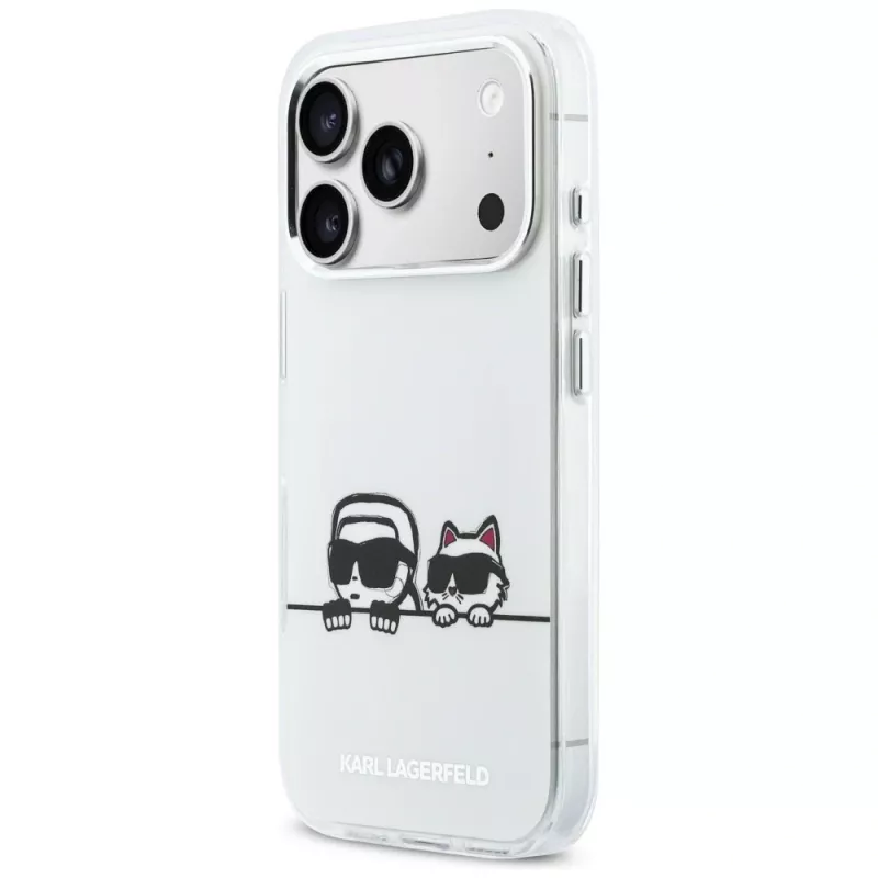 KARL LAGERFELD IML Karl & Choupette Peekaboo Logo Capa MagSafe para Apple iPhone 17 Pro, branco