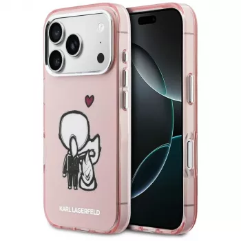 KARL LAGERFELD Karl & Choupette Back Capa MagSafe para iPhone 17 Pro rosa