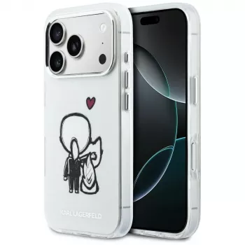 Karl Lagerfeld Karl & Choupette Back Capa MagSafe para iPhone 17 Pro, transparente