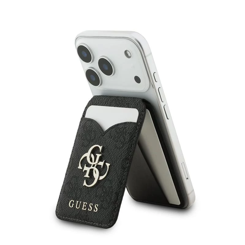 Carteira MagSafe Guess 4G Stand & Mirror com espelho, preto