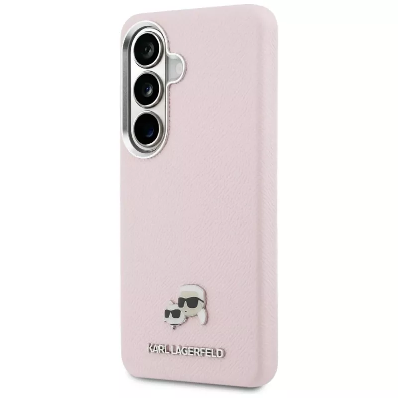 Karl Lagerfeld Saffiano KC Metal Logo Capa MagSafe para Samsung Galaxy S26 - rosa