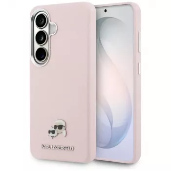 Karl Lagerfeld Saffiano KC Metal Logo Capa MagSafe para Samsung Galaxy S26+ rosa