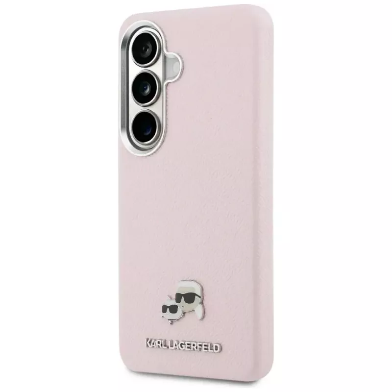 Karl Lagerfeld Saffiano KC Metal Logo Capa MagSafe para Samsung Galaxy S26+ rosa