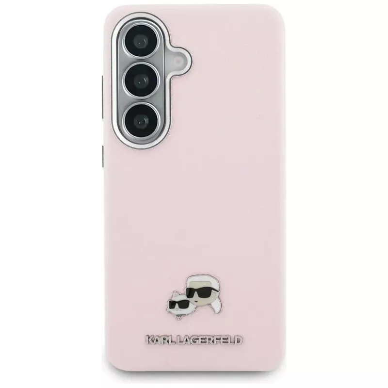 Karl Lagerfeld Saffiano KC Metal Logo Capa MagSafe para Samsung Galaxy S26+ rosa