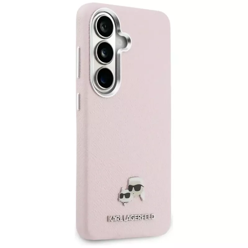 Karl Lagerfeld Saffiano KC Metal Logo Capa MagSafe para Samsung Galaxy S26+ rosa