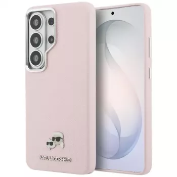 Capa MagSafe KARL LAGERFELD Saffiano KC Metal Logo para Samsung Galaxy S26 - rosa