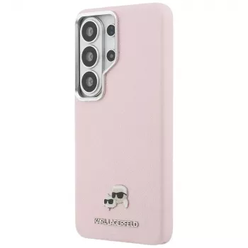 Capa MagSafe KARL LAGERFELD Saffiano KC Metal Logo para Samsung Galaxy S26 - rosa