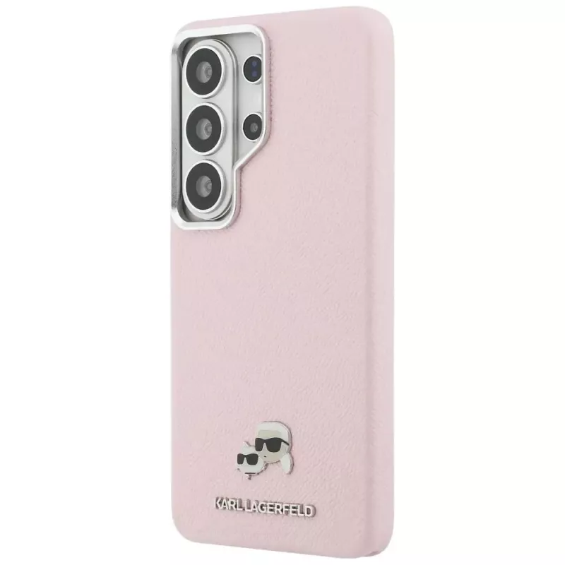 Capa MagSafe KARL LAGERFELD Saffiano KC Metal Logo para Samsung Galaxy S26 - rosa