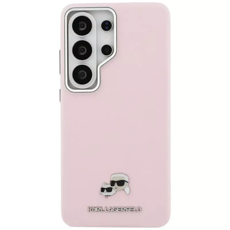 Capa MagSafe KARL LAGERFELD Saffiano KC Metal Logo para Samsung Galaxy S26 - rosa