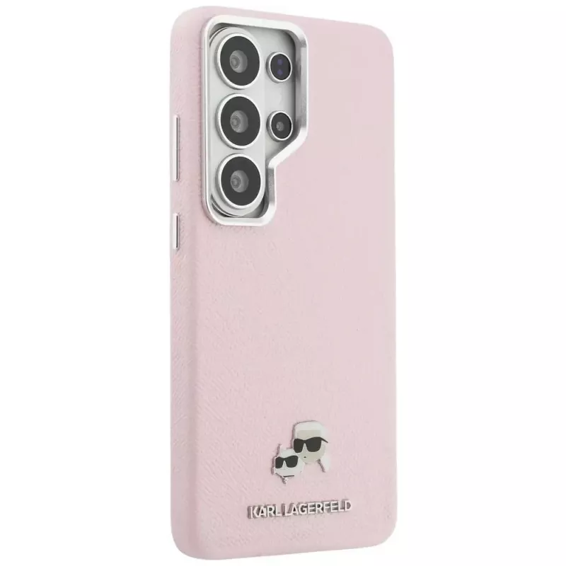 Capa MagSafe KARL LAGERFELD Saffiano KC Metal Logo para Samsung Galaxy S26 - rosa