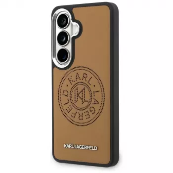 Capa MagSafe KARL LAGERFELD Perforated KL para Samsung Galaxy S26, castanha