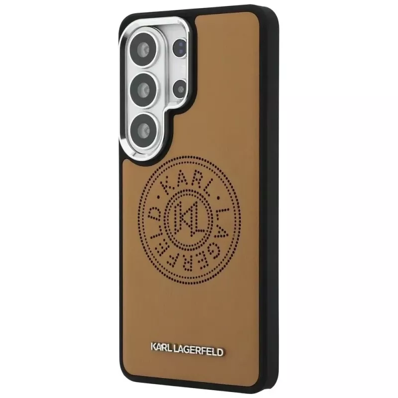 Capa MagSafe KARL LAGERFELD Perforated KL para Samsung Galaxy S26 Ultra - castanha