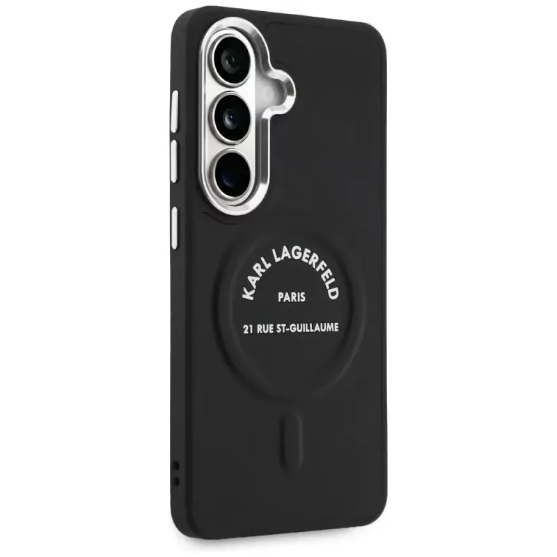 Capa MagSafe KARL LAGERFELD Embossed Ring Stand para Samsung Galaxy S26, preta