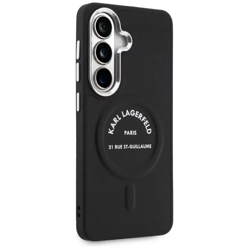 Capa MagSafe Karl Lagerfeld Embossed Ring RSG Logo para Samsung Galaxy S26+ preta