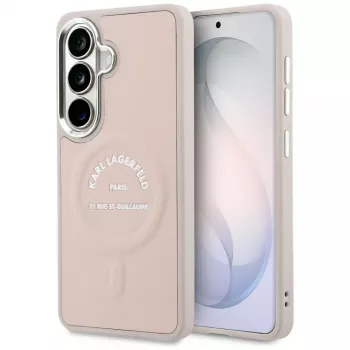 Capa MagSafe Karl Lagerfeld Embossed Ring RSGLogo para Samsung Galaxy S26, rosa