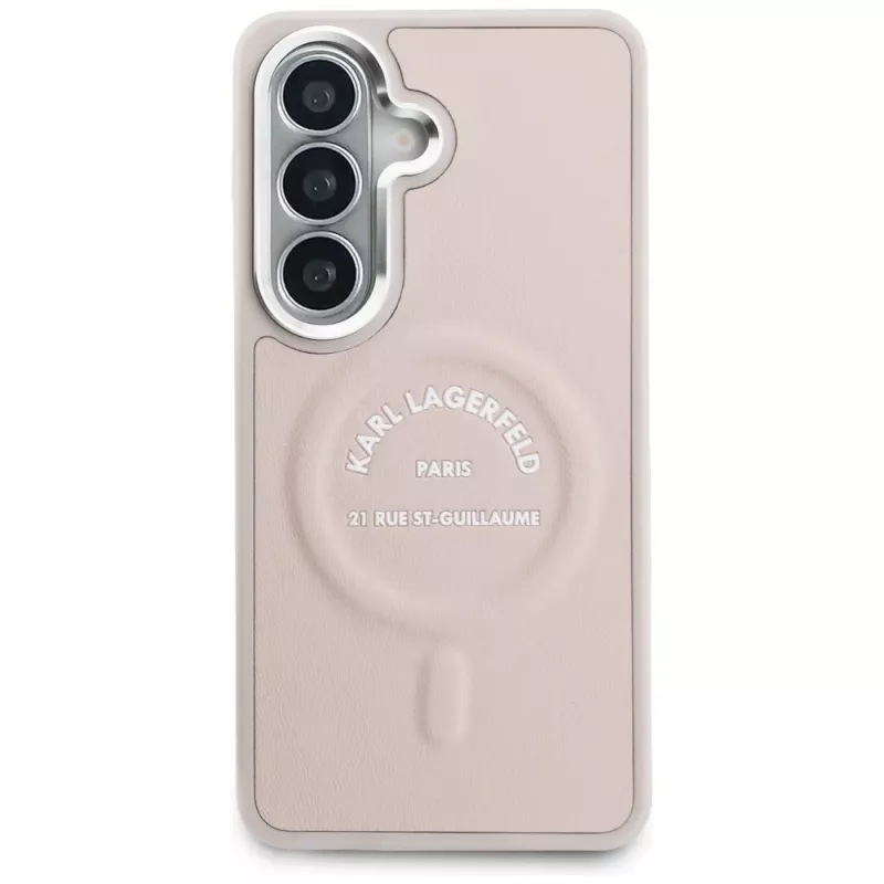 Capa MagSafe KARL LAGERFELD Embossed Ring para Samsung Galaxy S26+ rosa