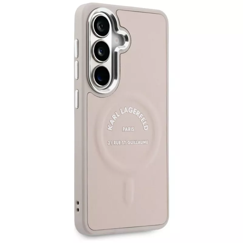 Capa MagSafe KARL LAGERFELD Embossed Ring para Samsung Galaxy S26+ rosa