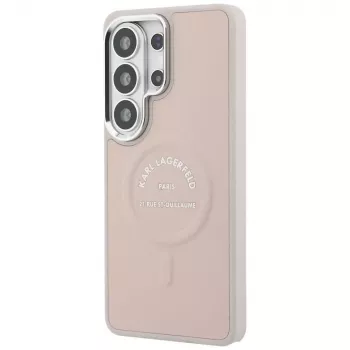 Capa MagSafe Karl Lagerfeld Embossed Ring RSG Logo para Samsung Galaxy S26 Ultra - rosa