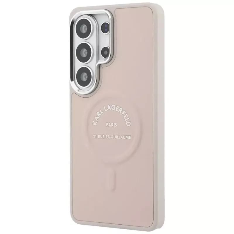 Capa MagSafe Karl Lagerfeld Embossed Ring RSG Logo para Samsung Galaxy S26 Ultra - rosa