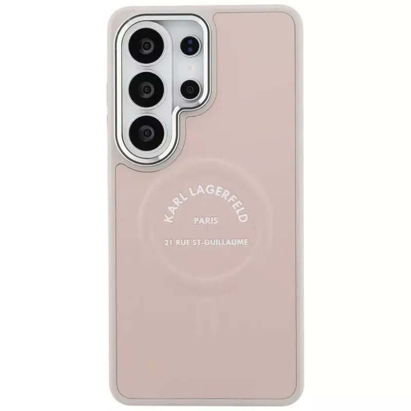Capa MagSafe Karl Lagerfeld Embossed Ring RSG Logo para Samsung Galaxy S26 Ultra - rosa