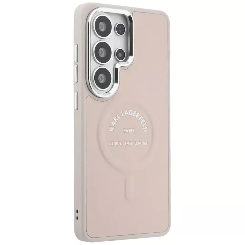 Capa MagSafe Karl Lagerfeld Embossed Ring RSG Logo para Samsung Galaxy S26 Ultra - rosa