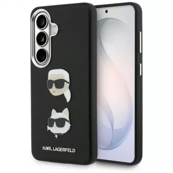 Capa em metal KARL LAGERFELD Saffiano DoubleHeads para Samsung Galaxy S26, preta