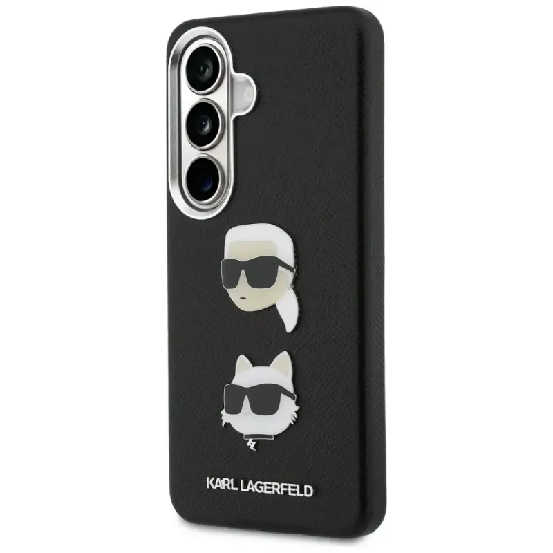 Capa em metal KARL LAGERFELD Saffiano DoubleHeads para Samsung Galaxy S26, preta