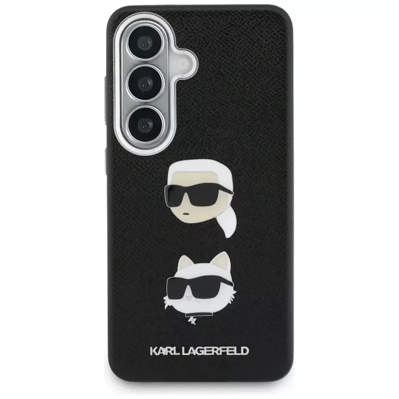 Capa em metal KARL LAGERFELD Saffiano DoubleHeads para Samsung Galaxy S26, preta