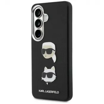 Capa em metal Karl Lagerfeld Saffiano Double Heads para Samsung Galaxy S26+ preta