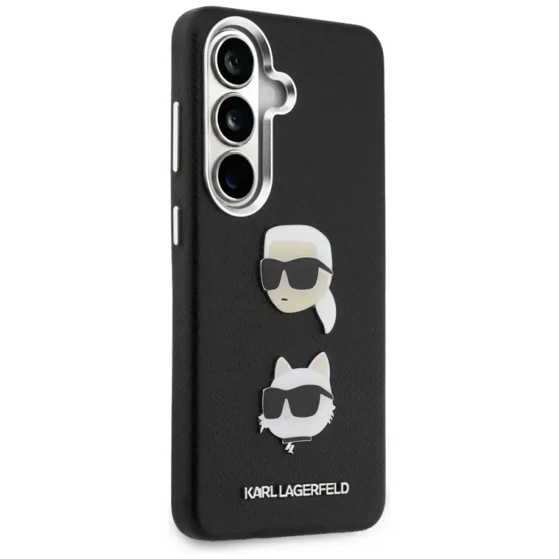 Capa em metal Karl Lagerfeld Saffiano Double Heads para Samsung Galaxy S26+ preta