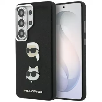 Capa em metal Karl Lagerfeld Saffiano Double Heads para Samsung Galaxy S26 Ultra preta