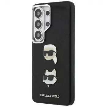 Capa em metal Karl Lagerfeld Saffiano Double Heads para Samsung Galaxy S26 Ultra preta