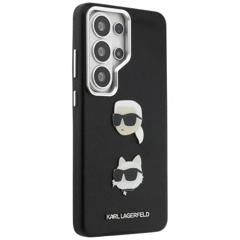 Capa em metal Karl Lagerfeld Saffiano Double Heads para Samsung Galaxy S26 Ultra preta