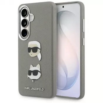 Capa em metal Karl Lagerfeld Saffiano DoubleHeads para Samsung Galaxy S26 prateada