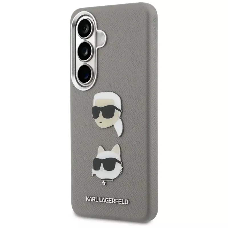 Capa em metal Karl Lagerfeld Saffiano DoubleHeads para Samsung Galaxy S26 prateada