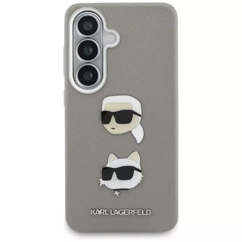 Capa em metal Karl Lagerfeld Saffiano DoubleHeads para Samsung Galaxy S26 prateada